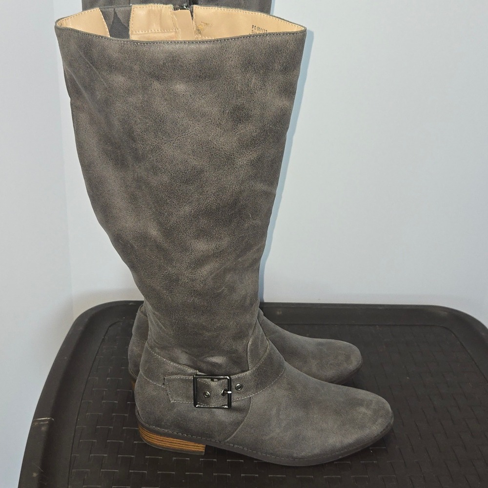 Journee Collection Faux Leather Wide Calf Knee High Riding Boots Size 10 WC